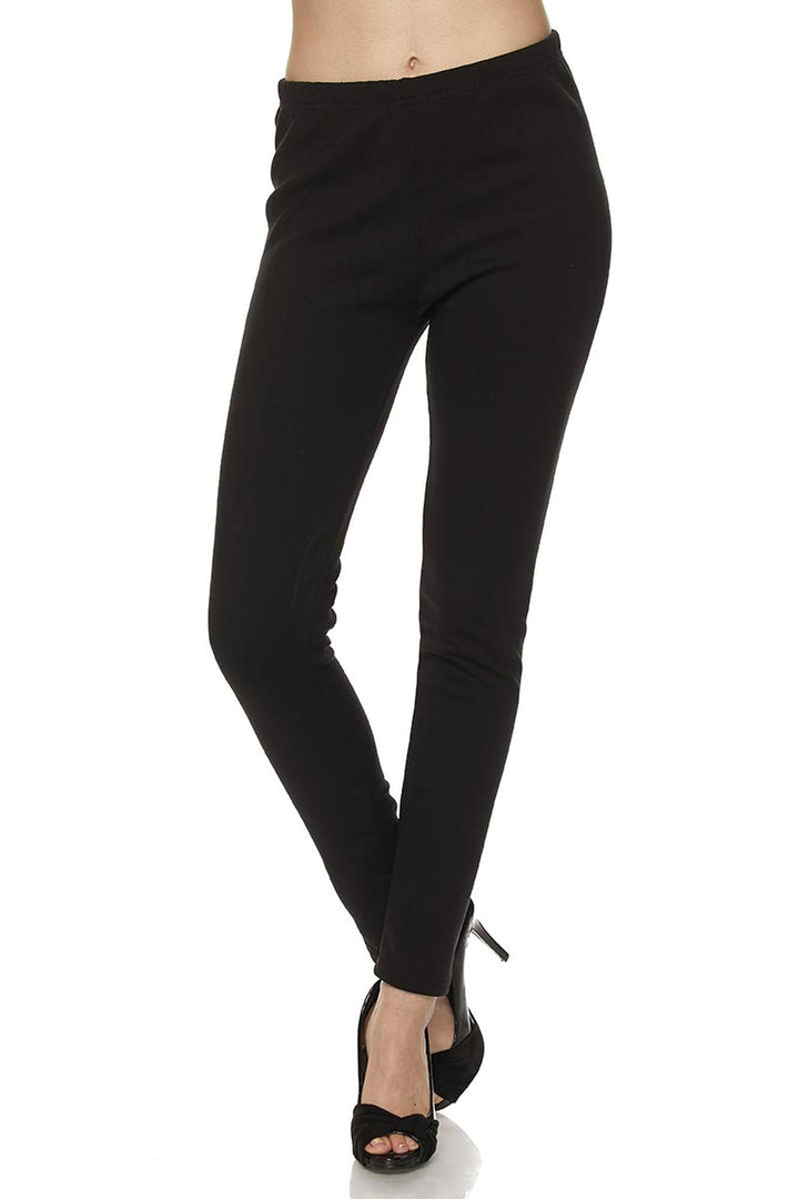 Warm Solid Fur Lined Plus Size Leggings