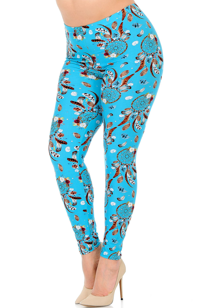 Buttery Smooth Blue Sky Dreamcatcher Plus Size Leggings