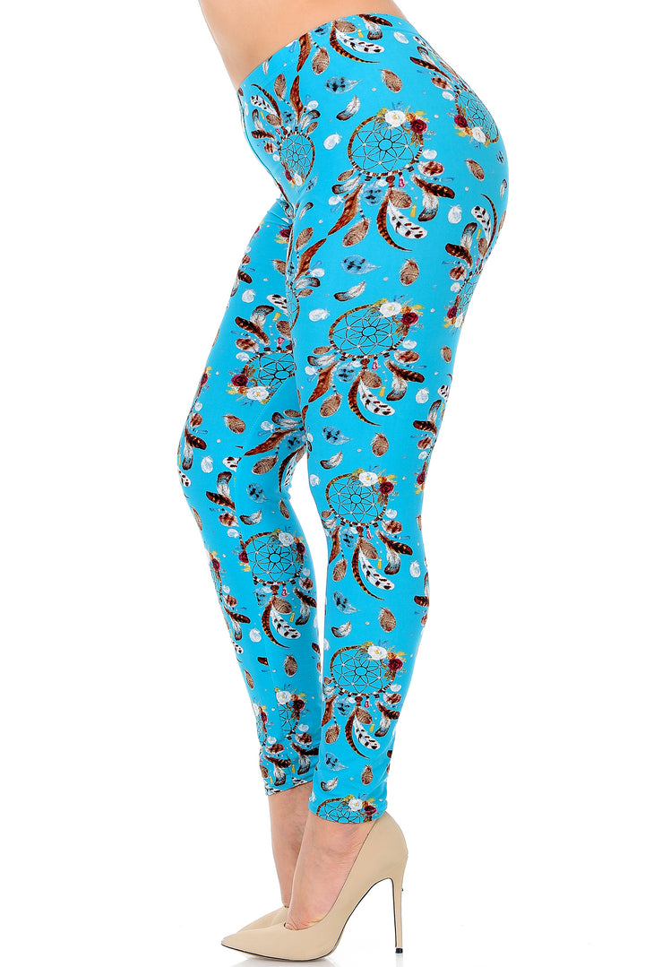 Buttery Smooth Blue Sky Dreamcatcher Plus Size Leggings