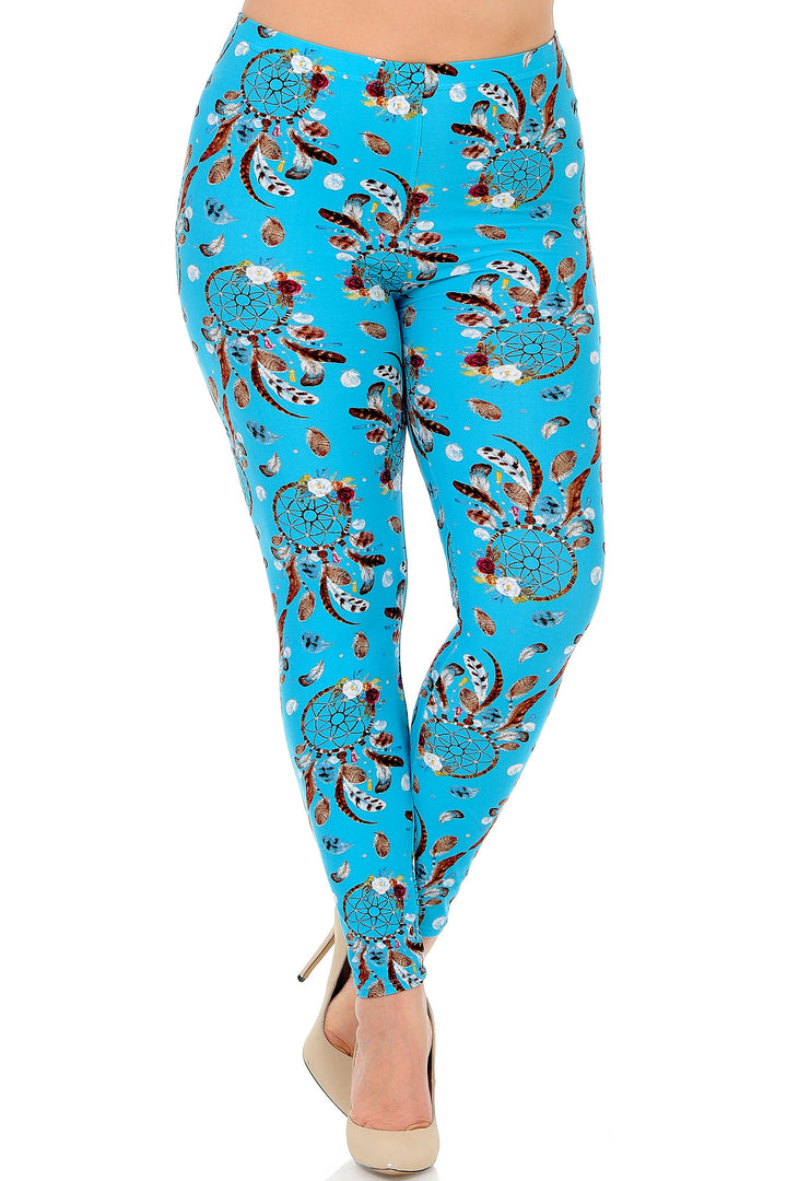 Buttery Smooth Blue Sky Dreamcatcher Plus Size Leggings