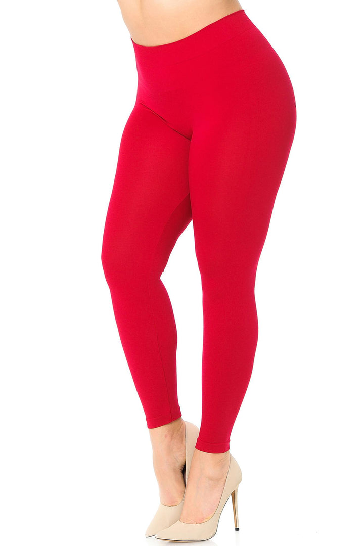 Premium Nylon Spandex Solid Basic Plus Size Leggings