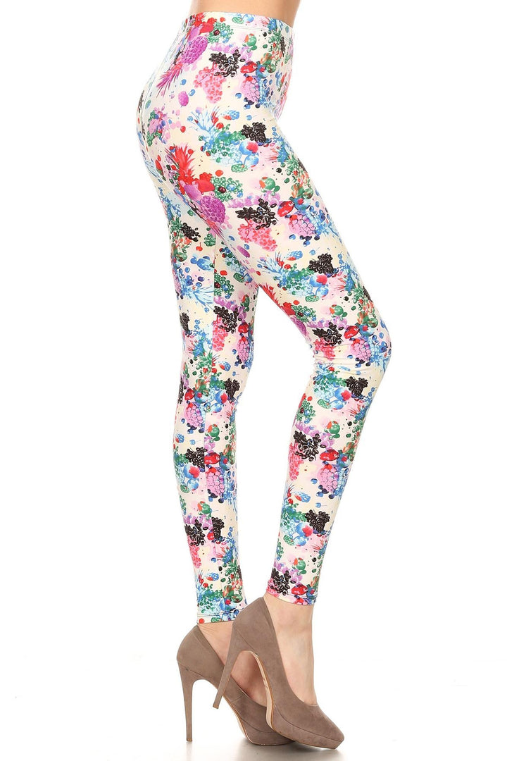 Buttery Smooth Ivory Fruit Bunch Plus Size Leggings