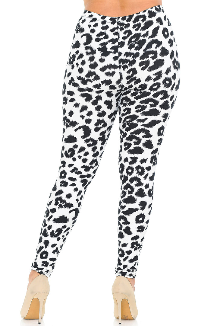 Buttery Smooth Ivory Spotted Leopard Plus Size Leggings