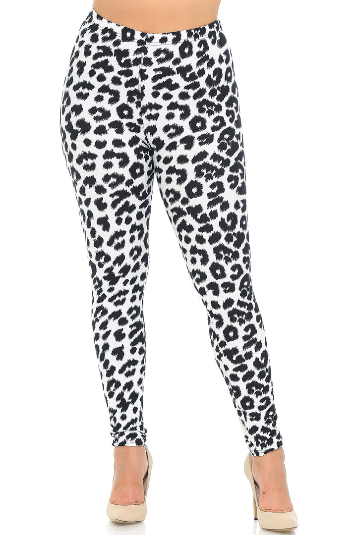 Buttery Smooth Ivory Spotted Leopard Plus Size Leggings