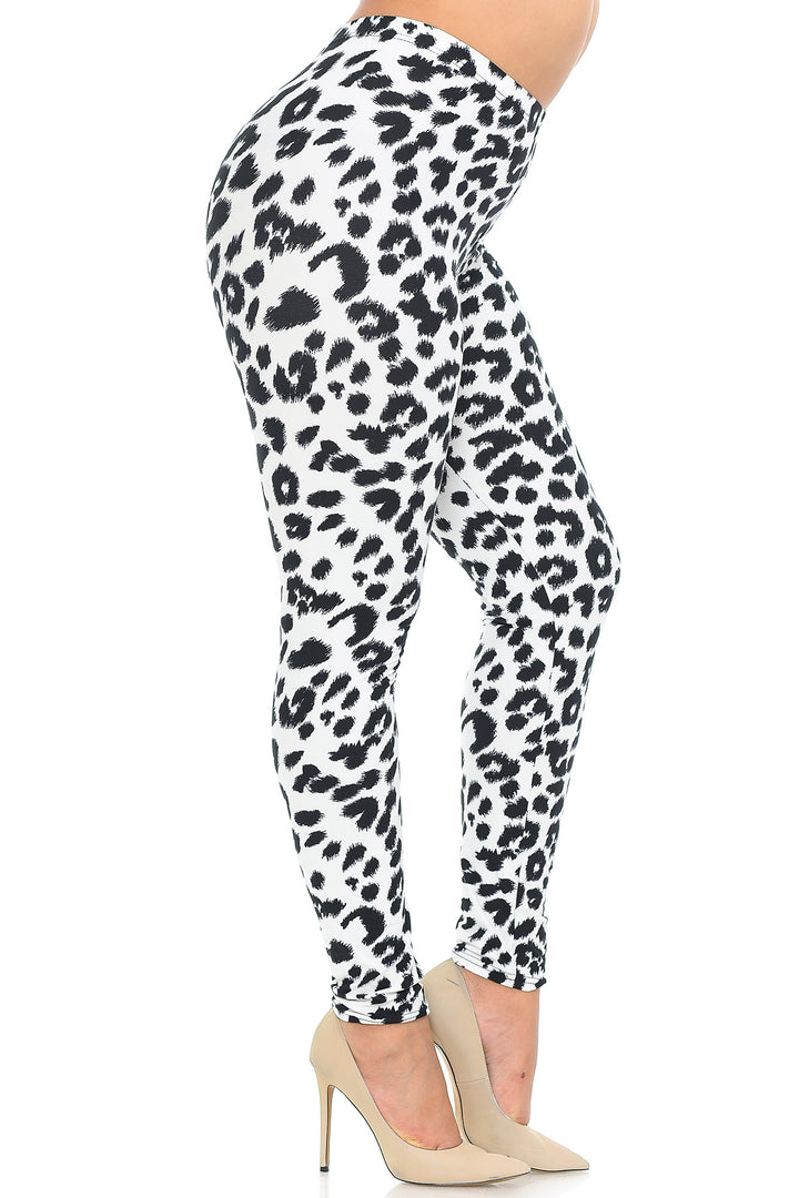 Buttery Smooth Ivory Spotted Leopard Plus Size Leggings
