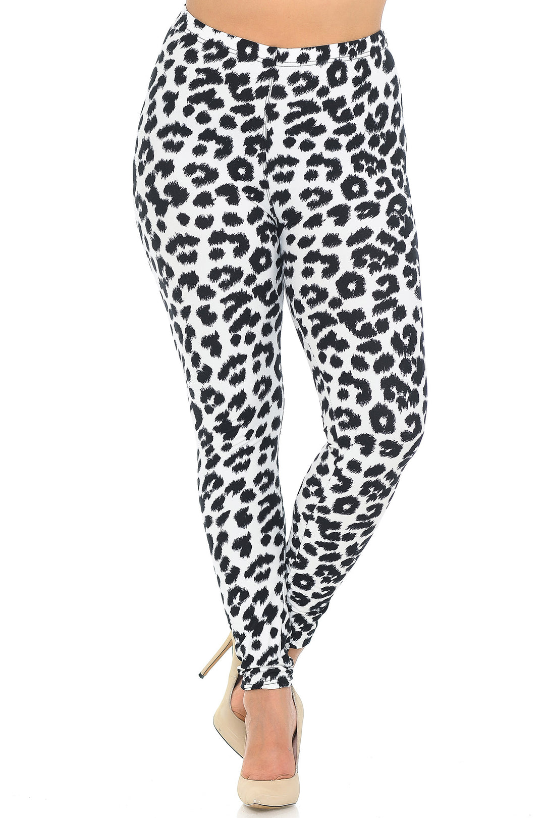 Buttery Smooth Ivory Spotted Leopard Plus Size Leggings