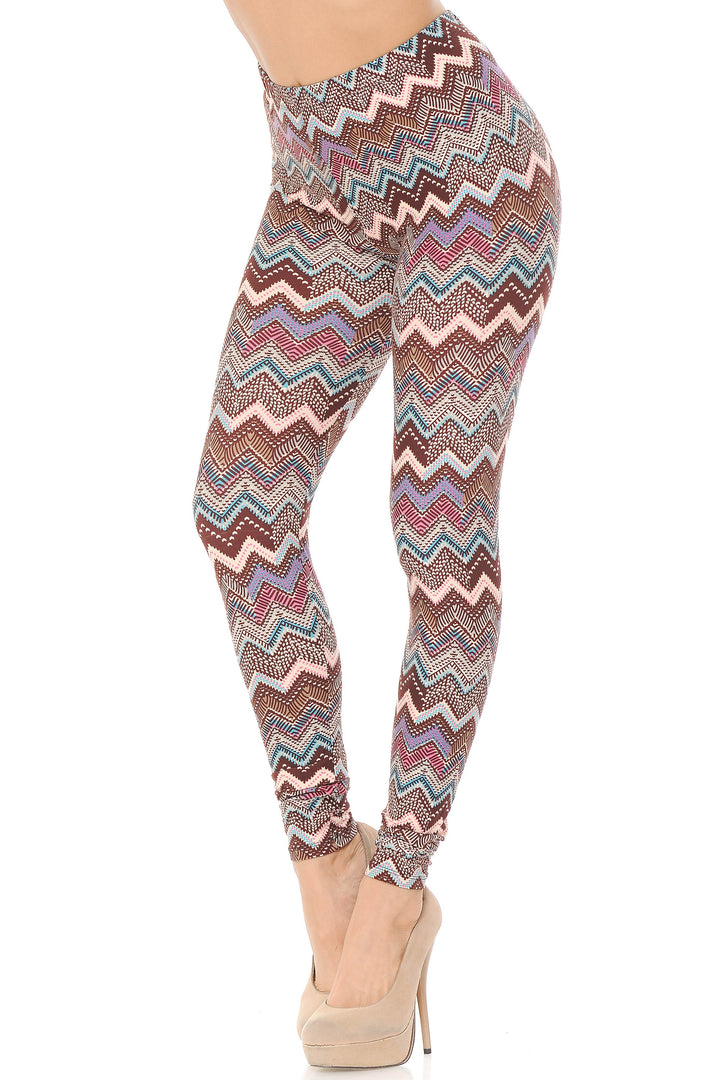 Buttery Smooth Earthen Chevron Plus Size Leggings