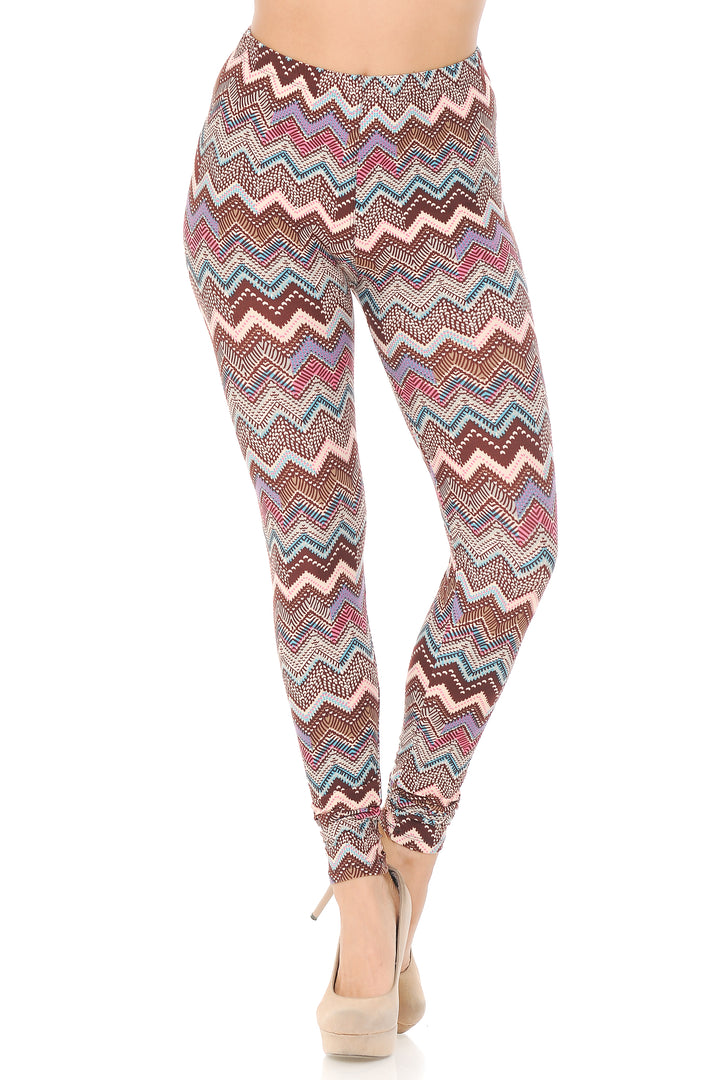 Buttery Smooth Earthen Chevron Plus Size Leggings