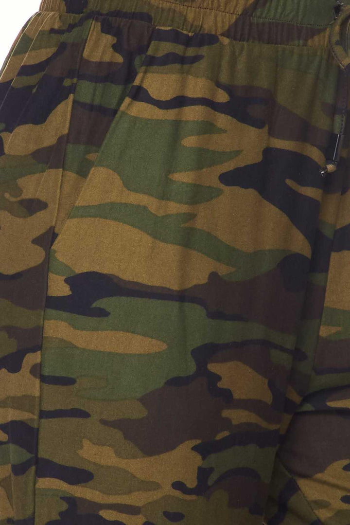 Buttery Soft Green Camouflage Cargo Plus Size Joggers - New Mix