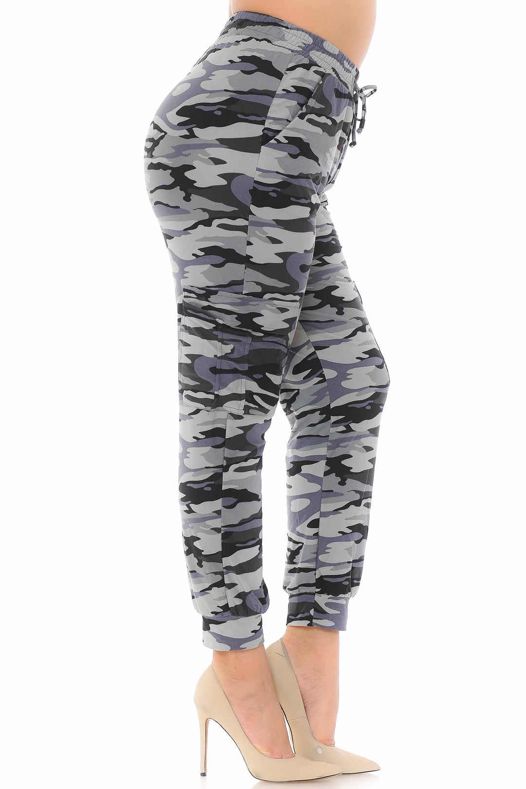 Buttery Soft Charcoal Camouflage Cargo Plus Size Joggers - New Mix