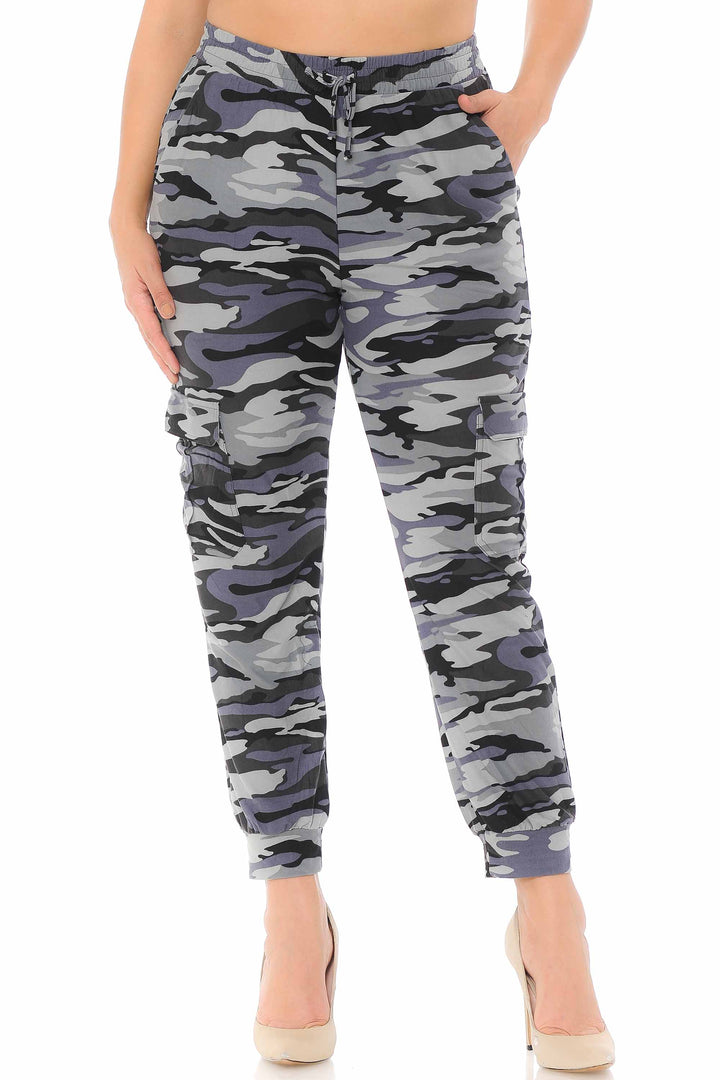Buttery Soft Charcoal Camouflage Cargo Plus Size Joggers - New Mix