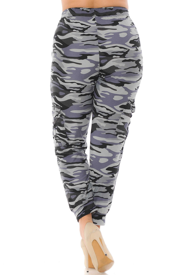 Buttery Soft Charcoal Camouflage Cargo Plus Size Joggers - New Mix