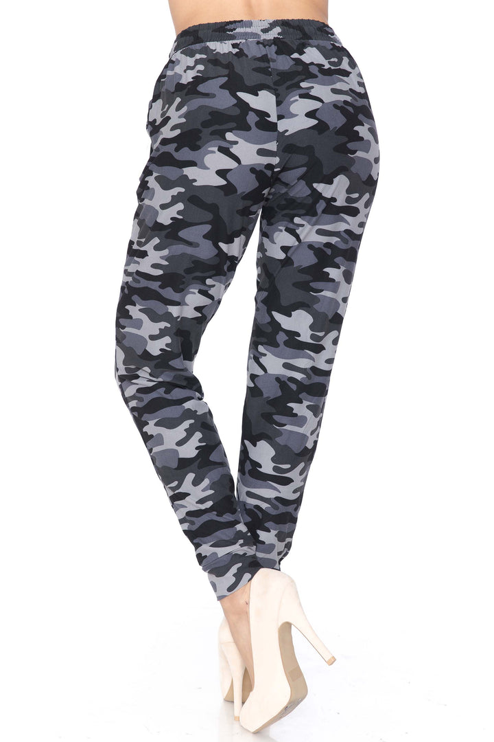 Buttery Soft Charcoal Camouflage Plus Size Joggers - New Mix