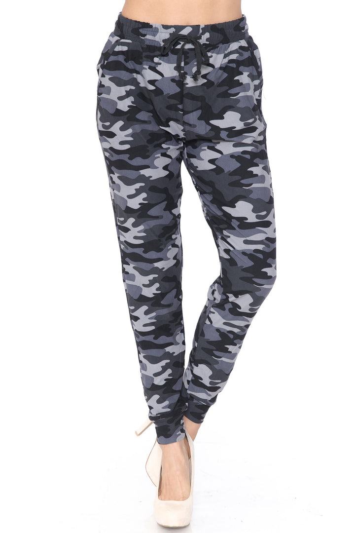 Buttery Soft Charcoal Camouflage Plus Size Joggers - New Mix