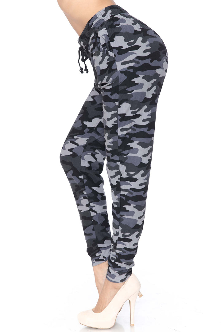 Buttery Soft Charcoal Camouflage Plus Size Joggers - New Mix