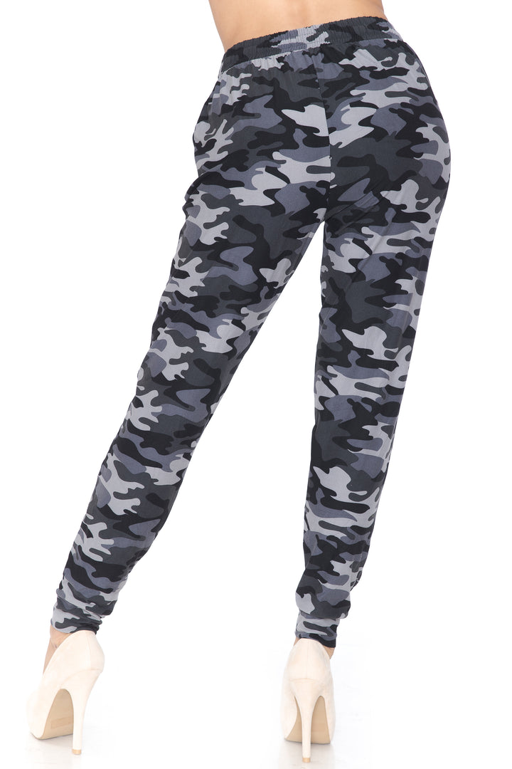 Buttery Soft Charcoal Camouflage Plus Size Joggers - New Mix