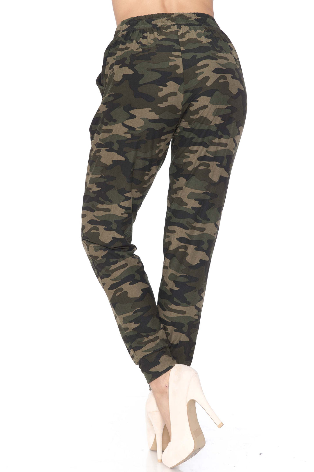 Buttery Soft Green Camouflage Plus Size Joggers - New Mix
