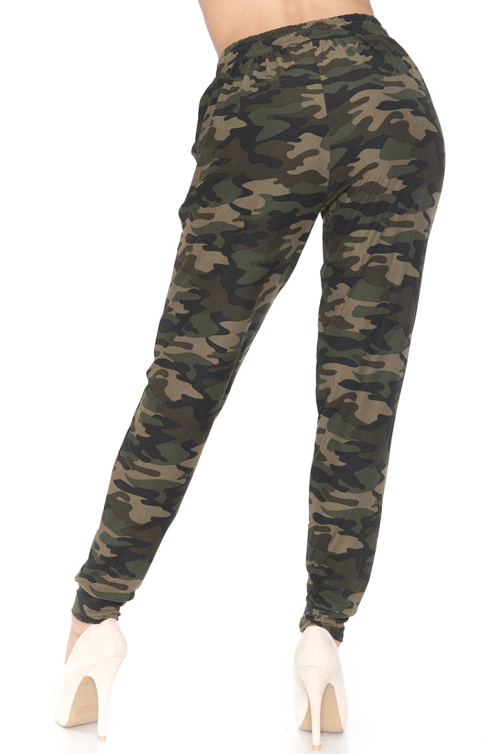 Buttery Soft Green Camouflage Plus Size Joggers - New Mix