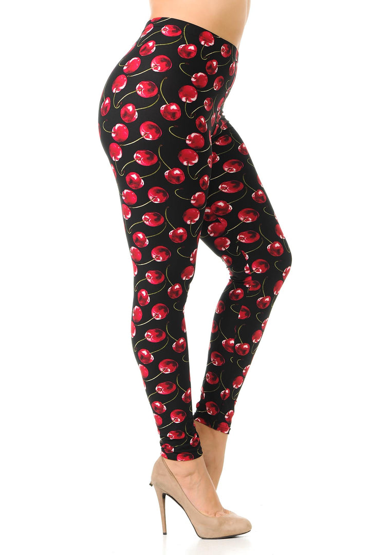 Buttery Smooth Summer Wild Cherry Plus Size Leggings