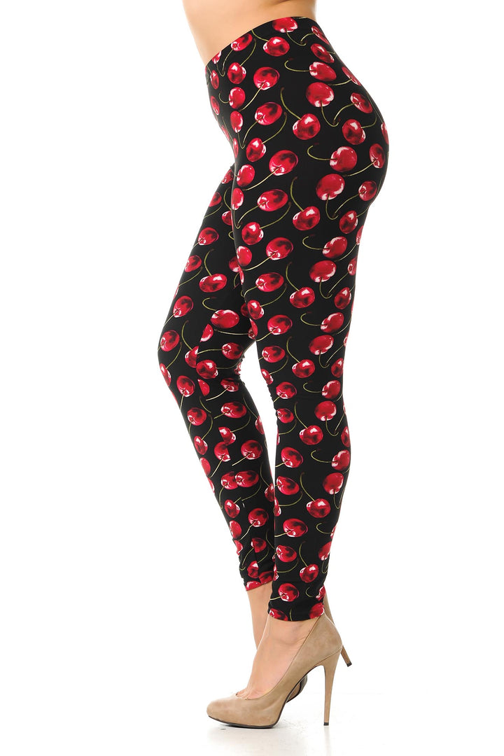 Buttery Smooth Summer Wild Cherry Plus Size Leggings