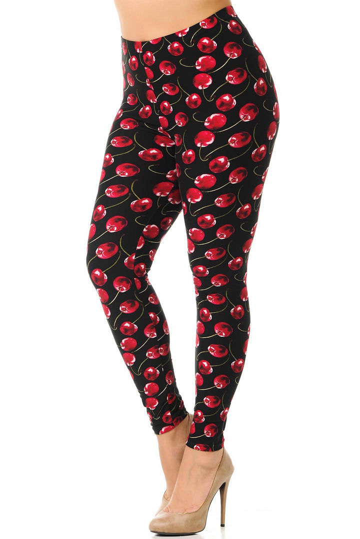 Buttery Smooth Summer Wild Cherry Plus Size Leggings