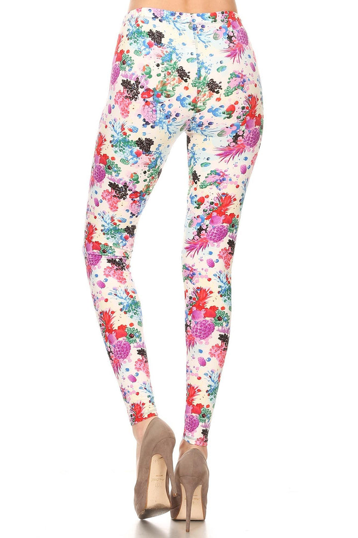 Buttery Smooth Ivory Fruit Bunch Plus Size Leggings