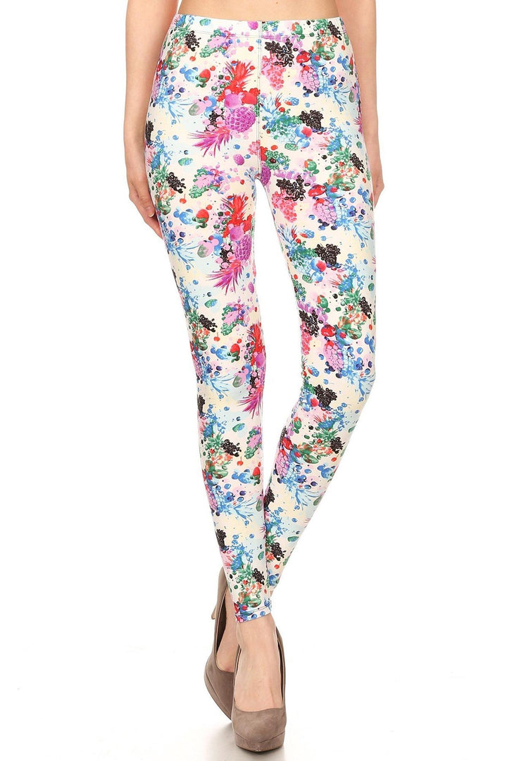 Buttery Smooth Ivory Fruit Bunch Plus Size Leggings