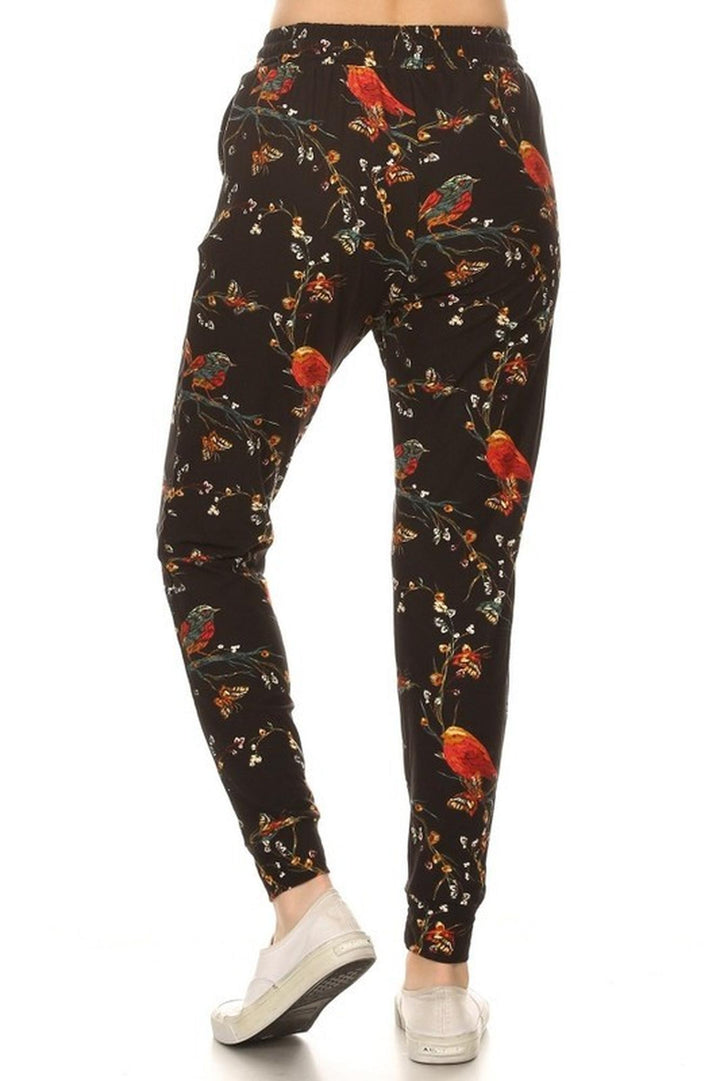Buttery Soft Bird and Butterfly Floral Plus Size Joggers