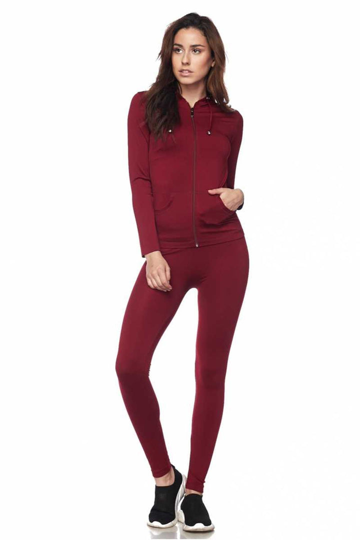 Premium Zipper Hoodie Jacket and Legging Set - Plus Size