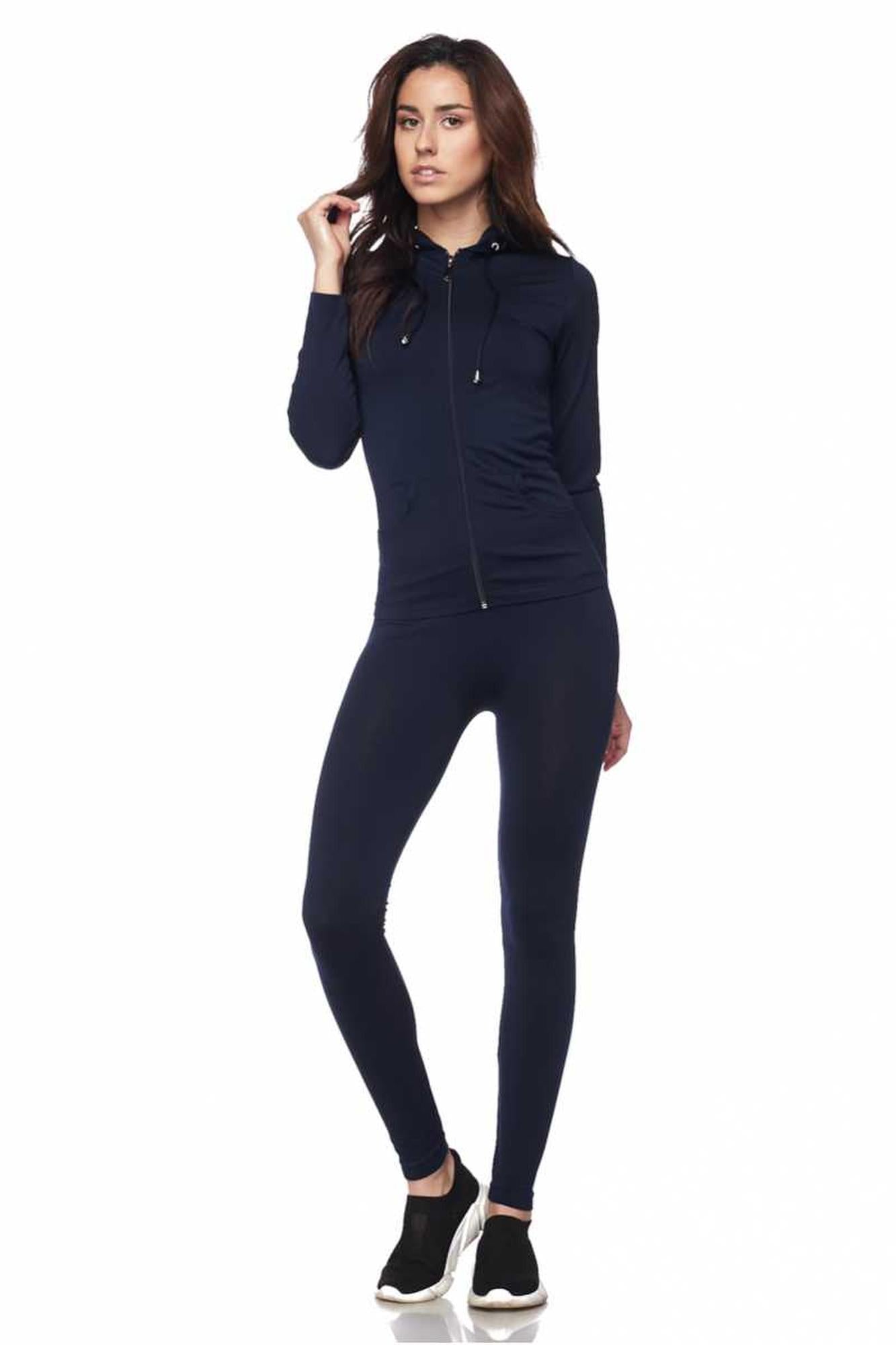 Premium Zipper Hoodie Jacket and Legging Set - Plus Size