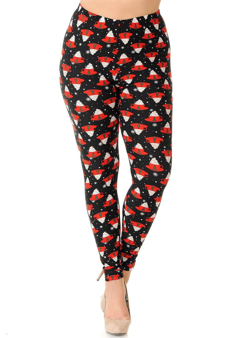 Buttery Smooth Mocha Cappuccino Plus Size Christmas Leggings