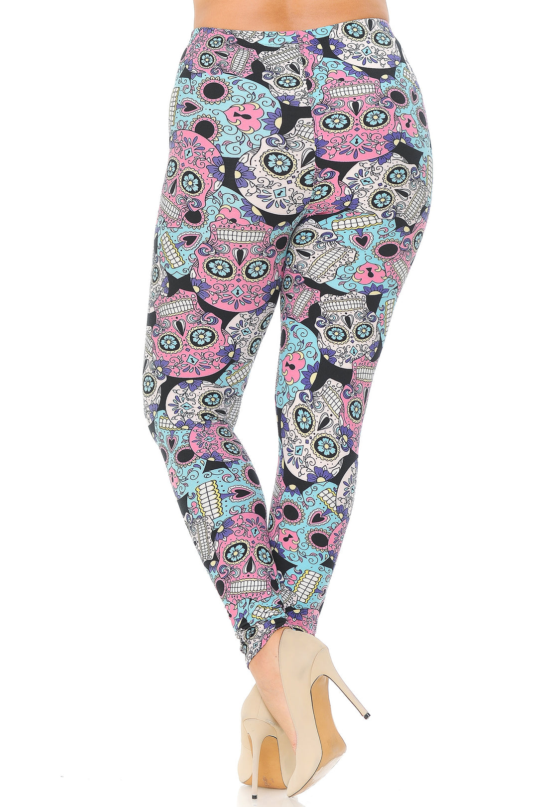 Buttery Smooth Pastel Sugar Skull Plus Size Leggings