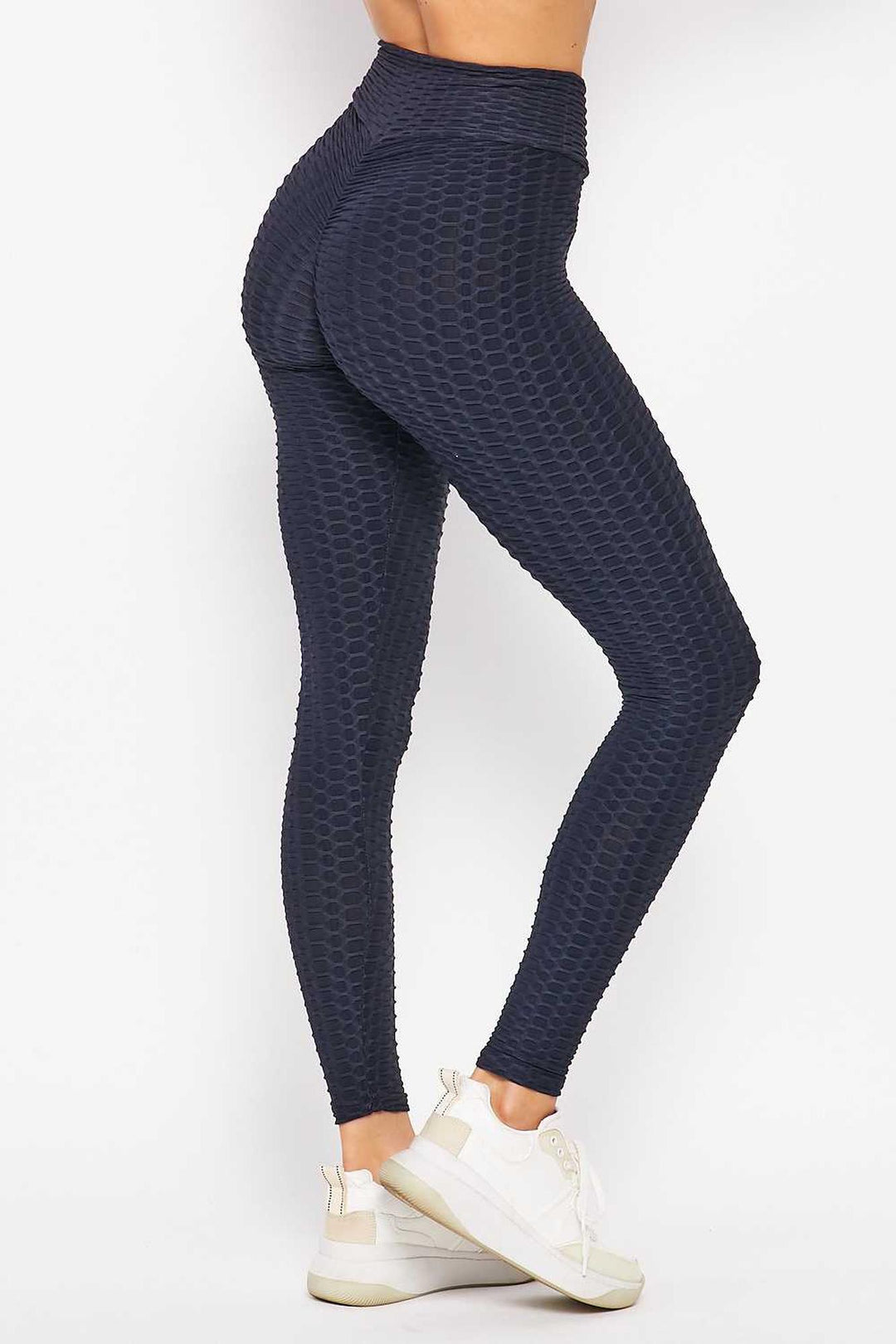 Scrunch Butt Textured V-Waist High Waisted Plus Size Leggings with Pockets