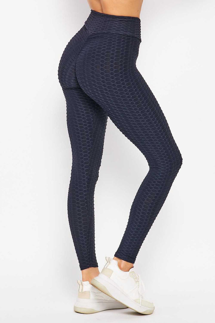 Scrunch Butt Textured V-Waist High Waisted Plus Size Leggings with Pockets