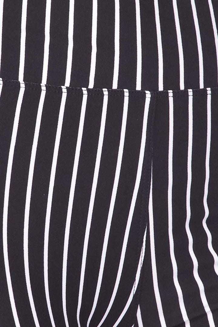 Buttery Soft Black Pinstripe Plus Size Biker Shorts - 3 Inch Waist Band