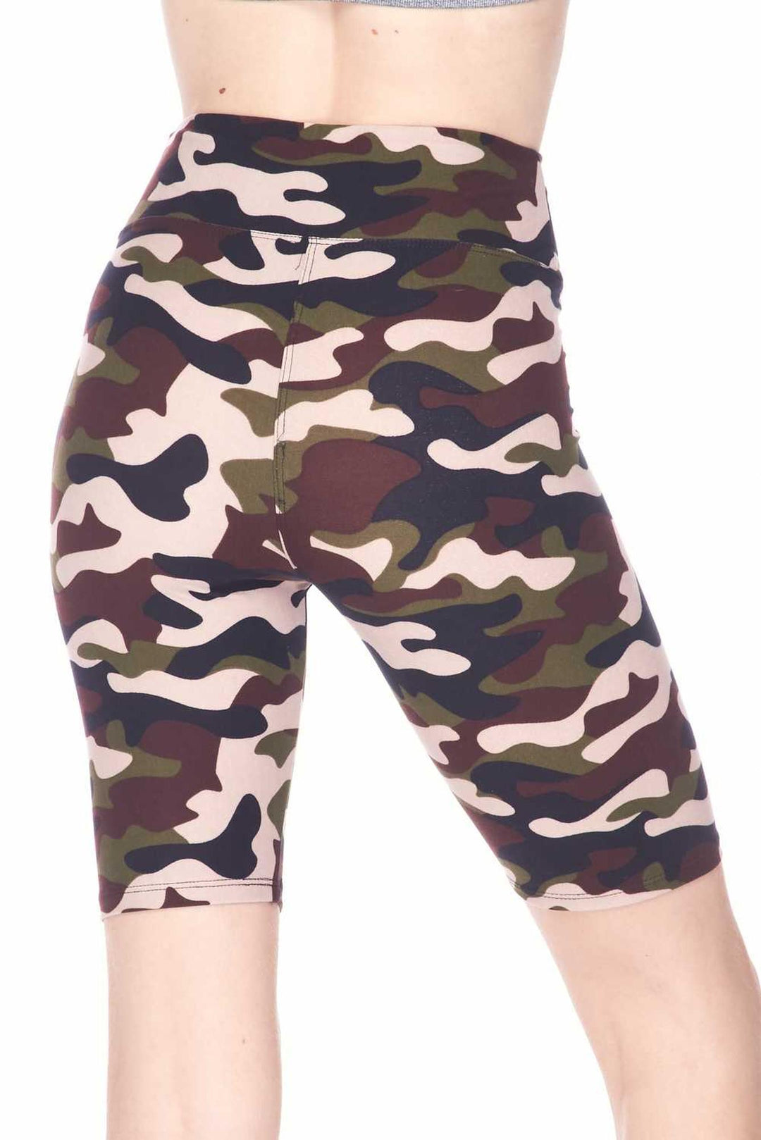 Buttery Soft Flirty Camouflage Biker Plus Size Shorts - 3 Inch Waist Band