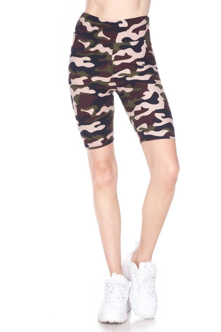 Buttery Soft Flirty Camouflage Biker Plus Size Shorts - 3 Inch Waist Band