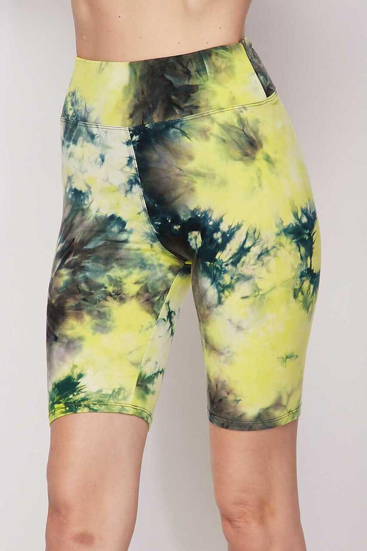 Wholesale Buttery Soft Tie Dye High Waisted Plus Size Biker Shorts - 3 Inch Waist