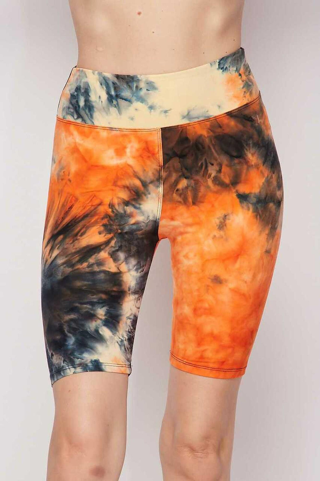 Wholesale Buttery Soft Tie Dye High Waisted Plus Size Biker Shorts - 3 Inch Waist