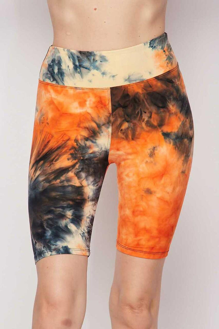 Wholesale Buttery Soft Tie Dye High Waisted Plus Size Biker Shorts - 3 Inch Waist
