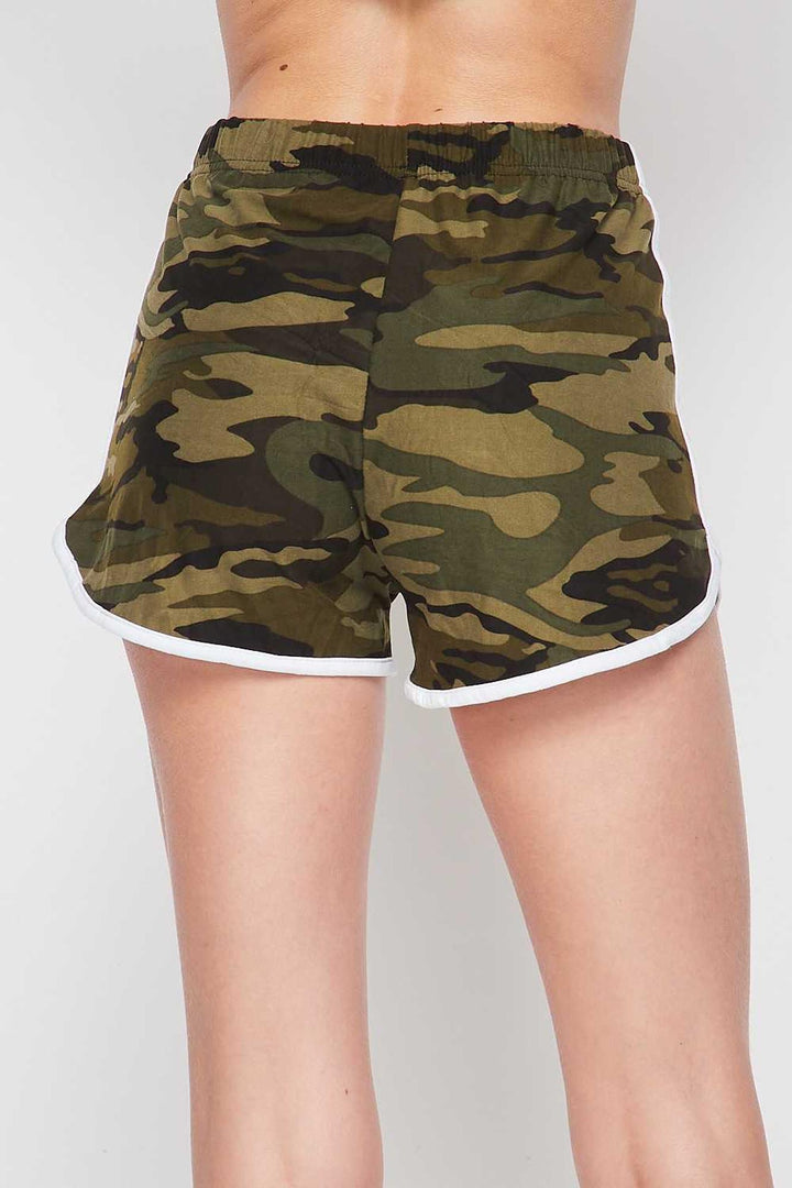 Buttery Soft Green and White Camouflage Plus Size Dolphin Shorts