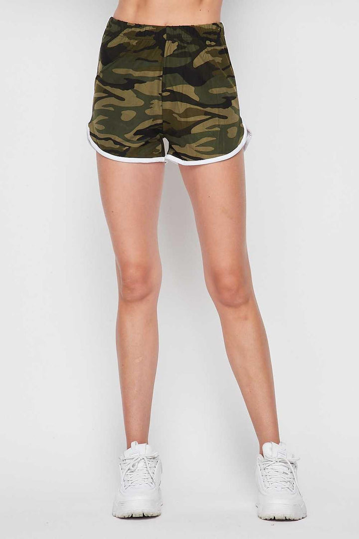 Buttery Soft Green and White Camouflage Plus Size Dolphin Shorts