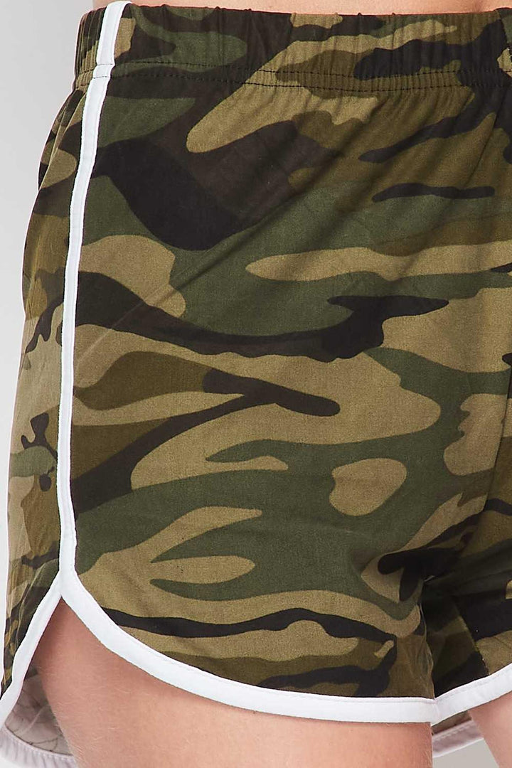 Buttery Soft Green and White Camouflage Plus Size Dolphin Shorts