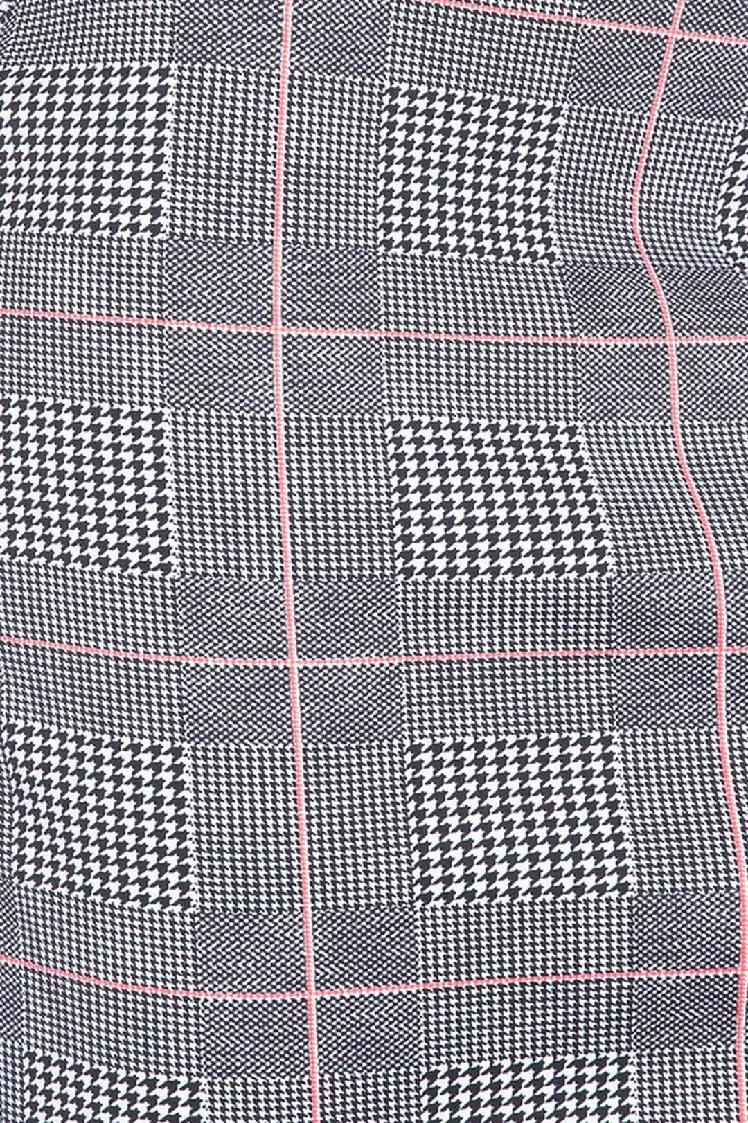 Silky Soft Scuba Coral Glen Plaid Plus Size Pencil Skirt with Front Slit