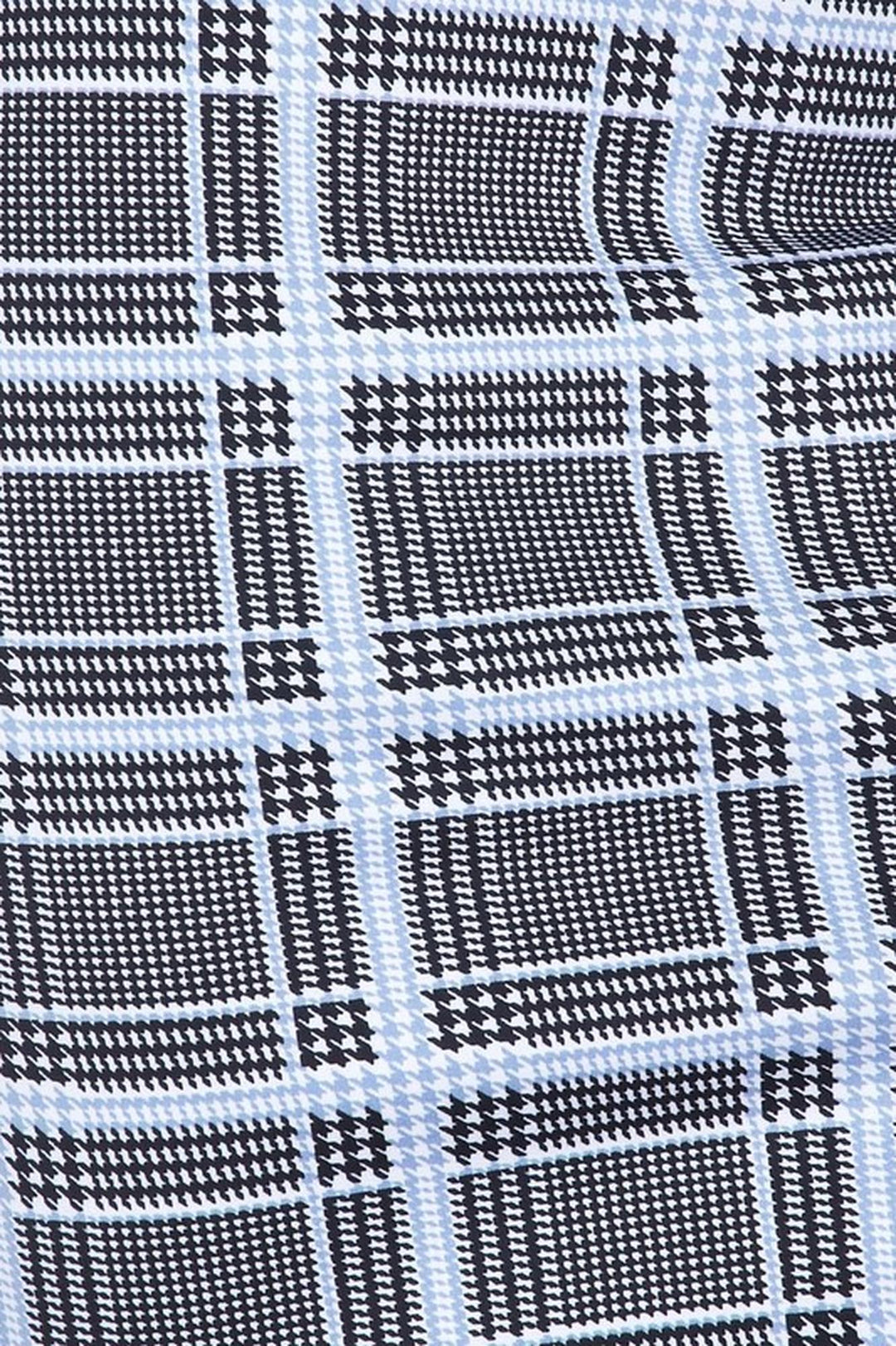 Silky Soft Scuba Baby Blue Glen Plaid Plus Size Pencil Skirt with Front Slit