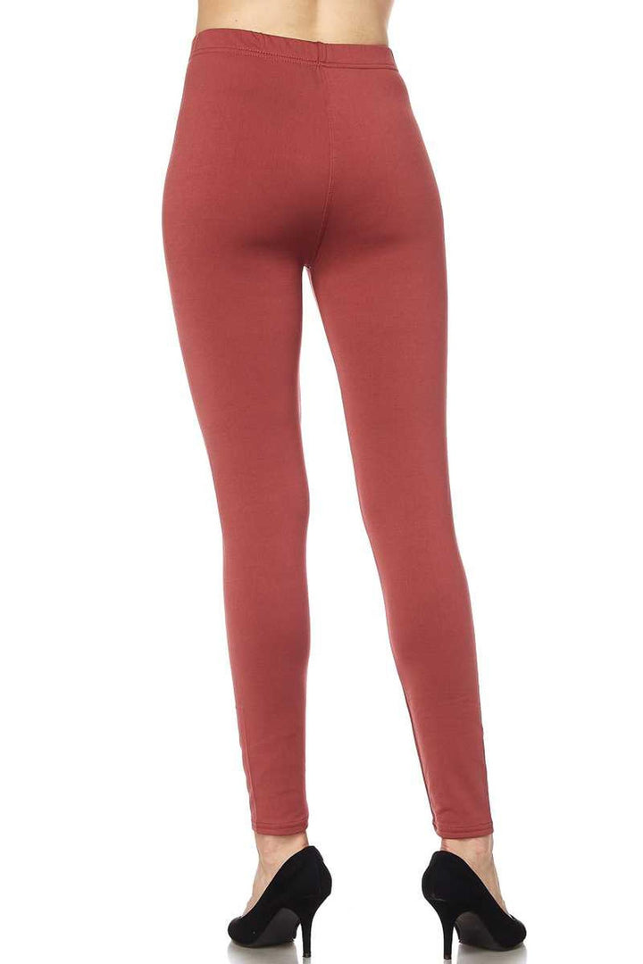 Fleece Lined Solid Plus Size Leggings