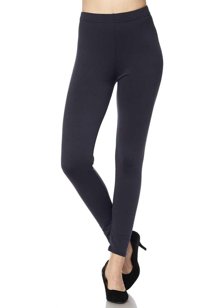 Fleece Lined Solid Plus Size Leggings