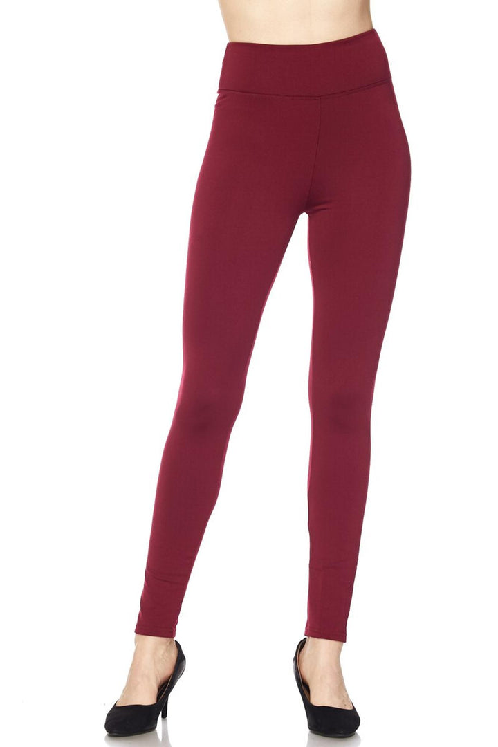 High Waisted Fleece Lined Plus Size Leggings - 3 Inch Waistband