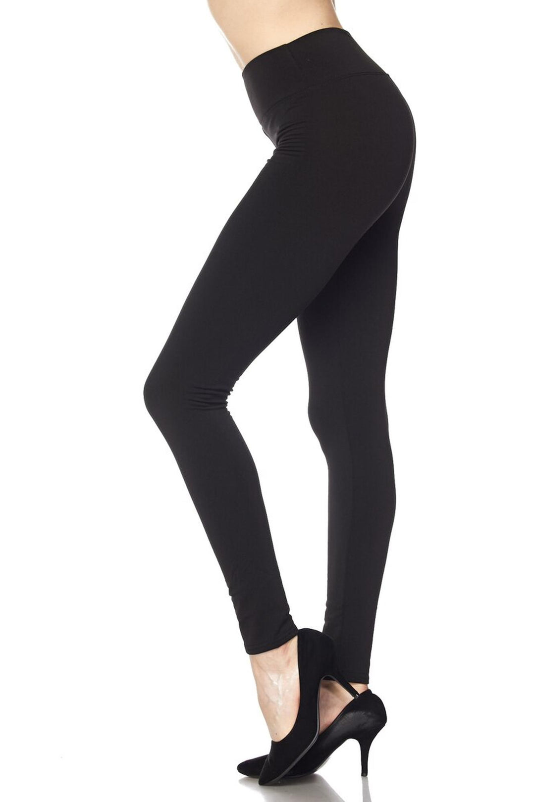 High Waisted Fleece Lined Plus Size Leggings - 5 Inch Waistband