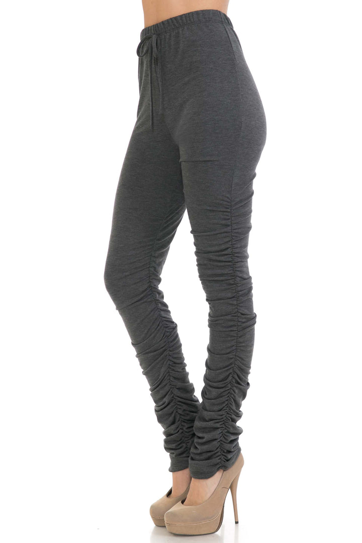 Premium Side Ruched Stacked Plus Size Leggings - Made in the USA